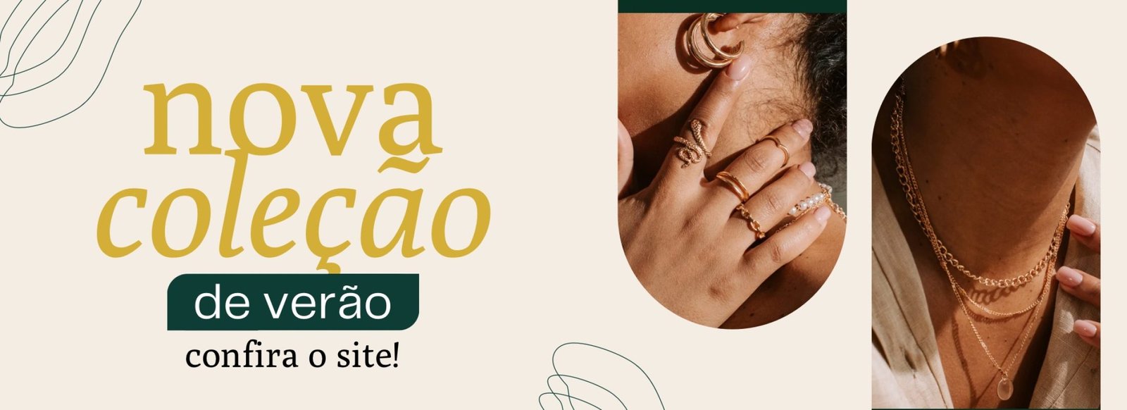 Banner para Site Nova coleção de verão loja de acessórios elegante rosa e bege